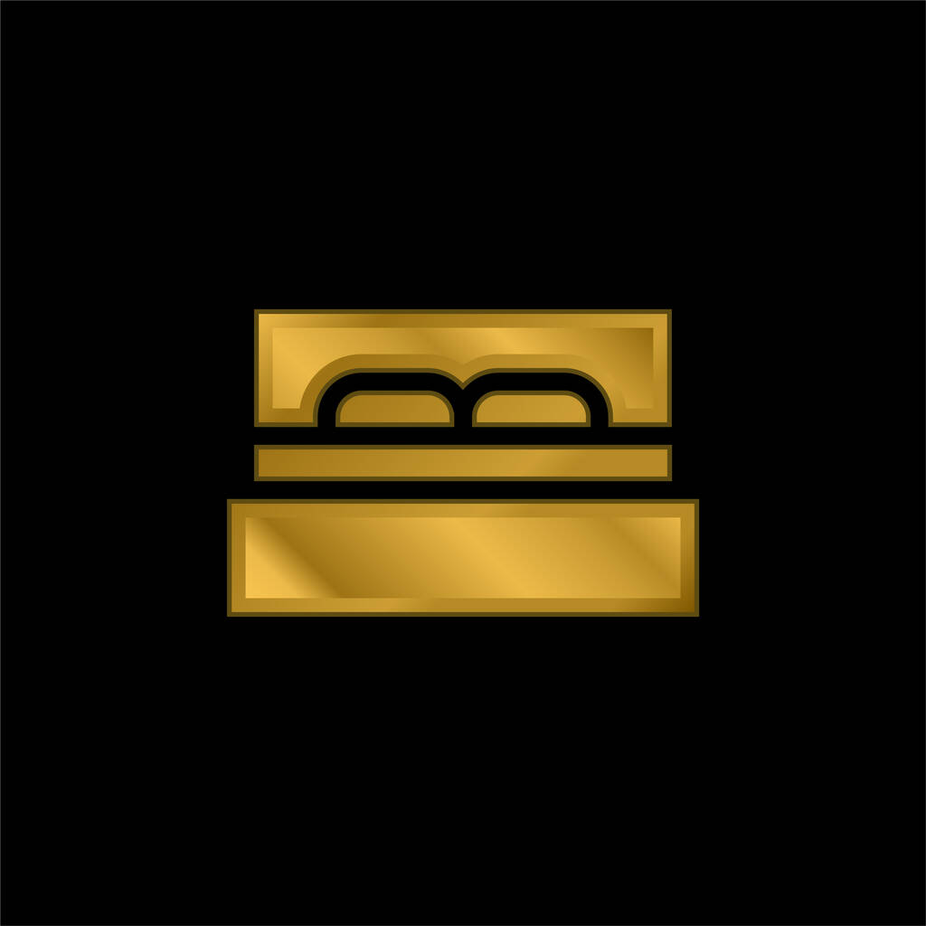 Cama chapado en oro icono metálico o logo vector - Vector, imagen
