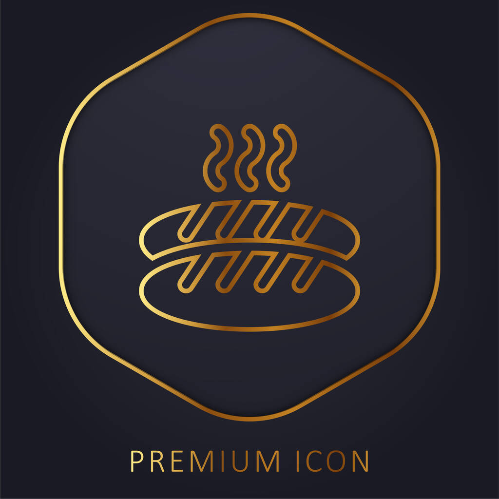 Baguette línea dorada logotipo premium o icono - Vector, Imagen