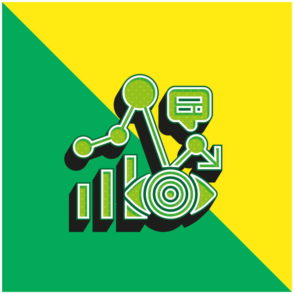Analyysi Vihreä ja keltainen moderni 3d vektori kuvake logo - Vektori, kuva
