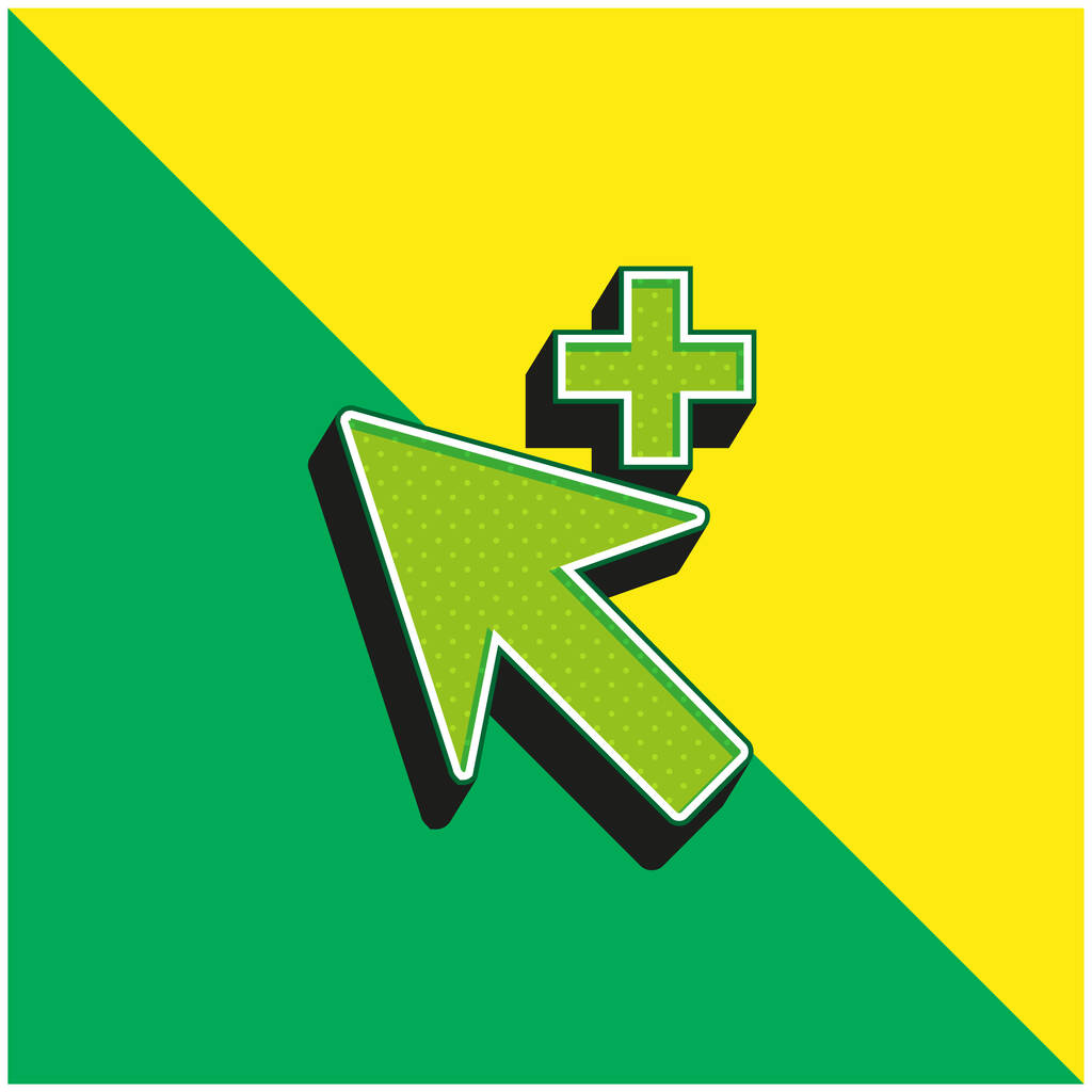 Añadir Cursor Verde y amarillo moderno vector 3d icono del logotipo - Vector, imagen