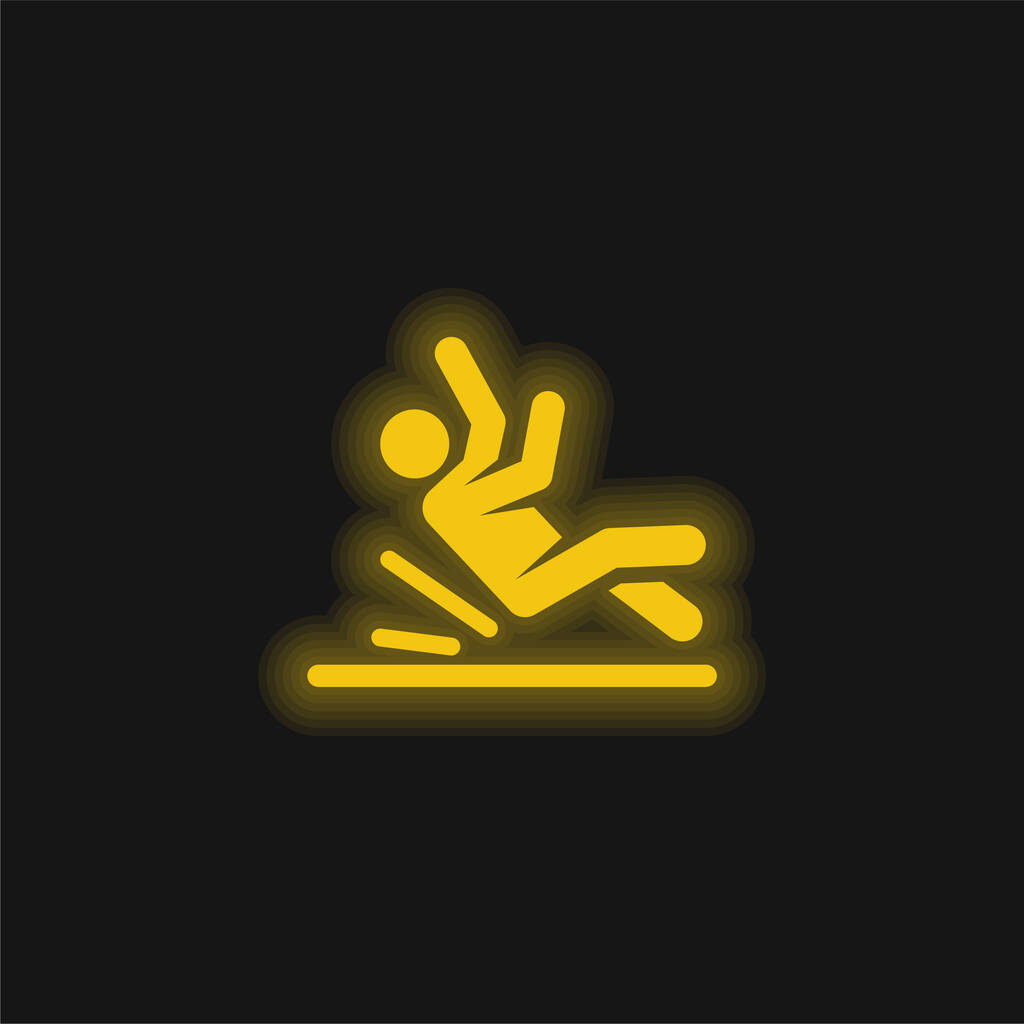 Acidente amarelo brilhante ícone de néon - Vetor, Imagem