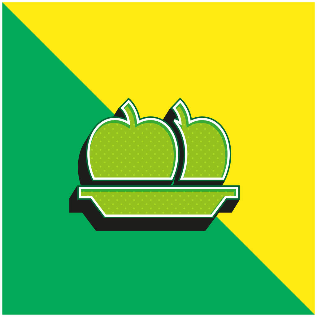 Apple Grünes und gelbes modernes 3D-Vektor-Symbol-Logo - Vektor, Bild