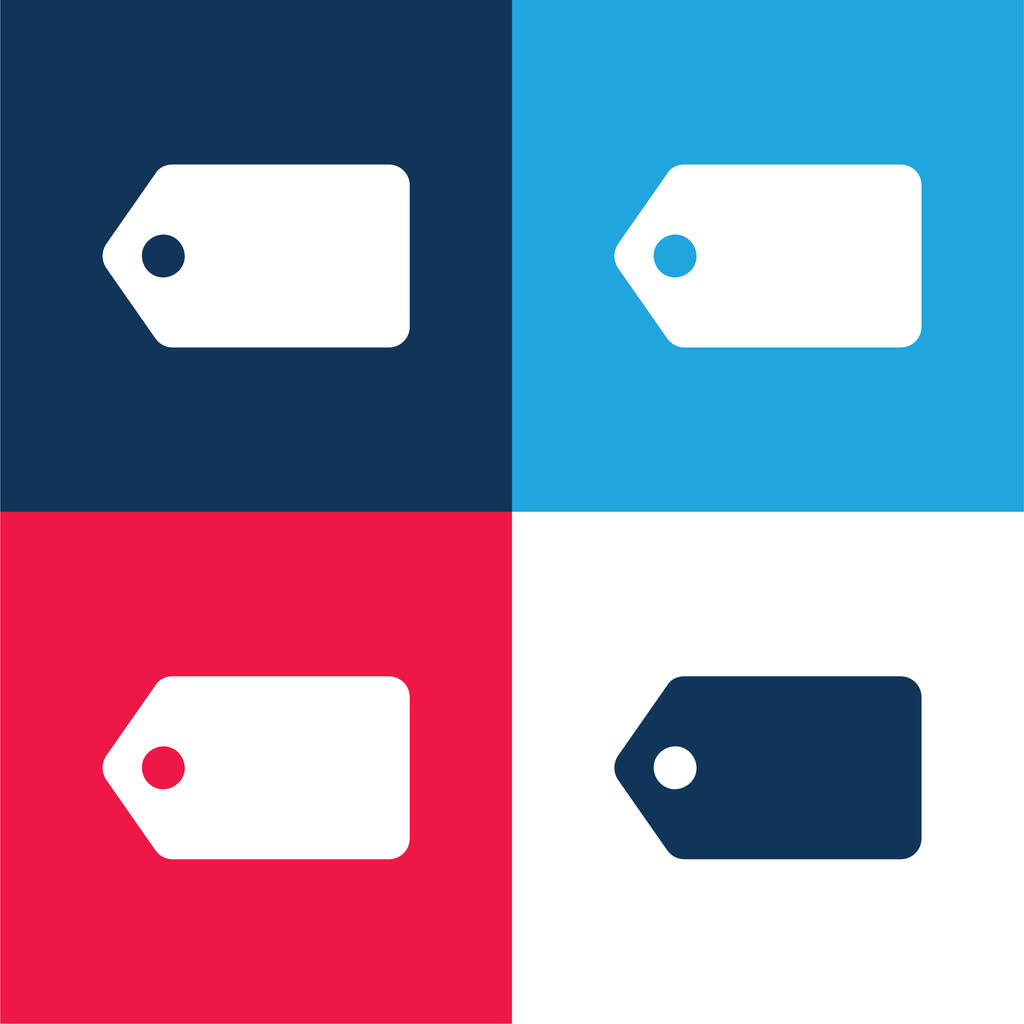 Etiqueta negra en posición horizontal azul y rojo conjunto de iconos mínimo de cuatro colores - Vector, Imagen
