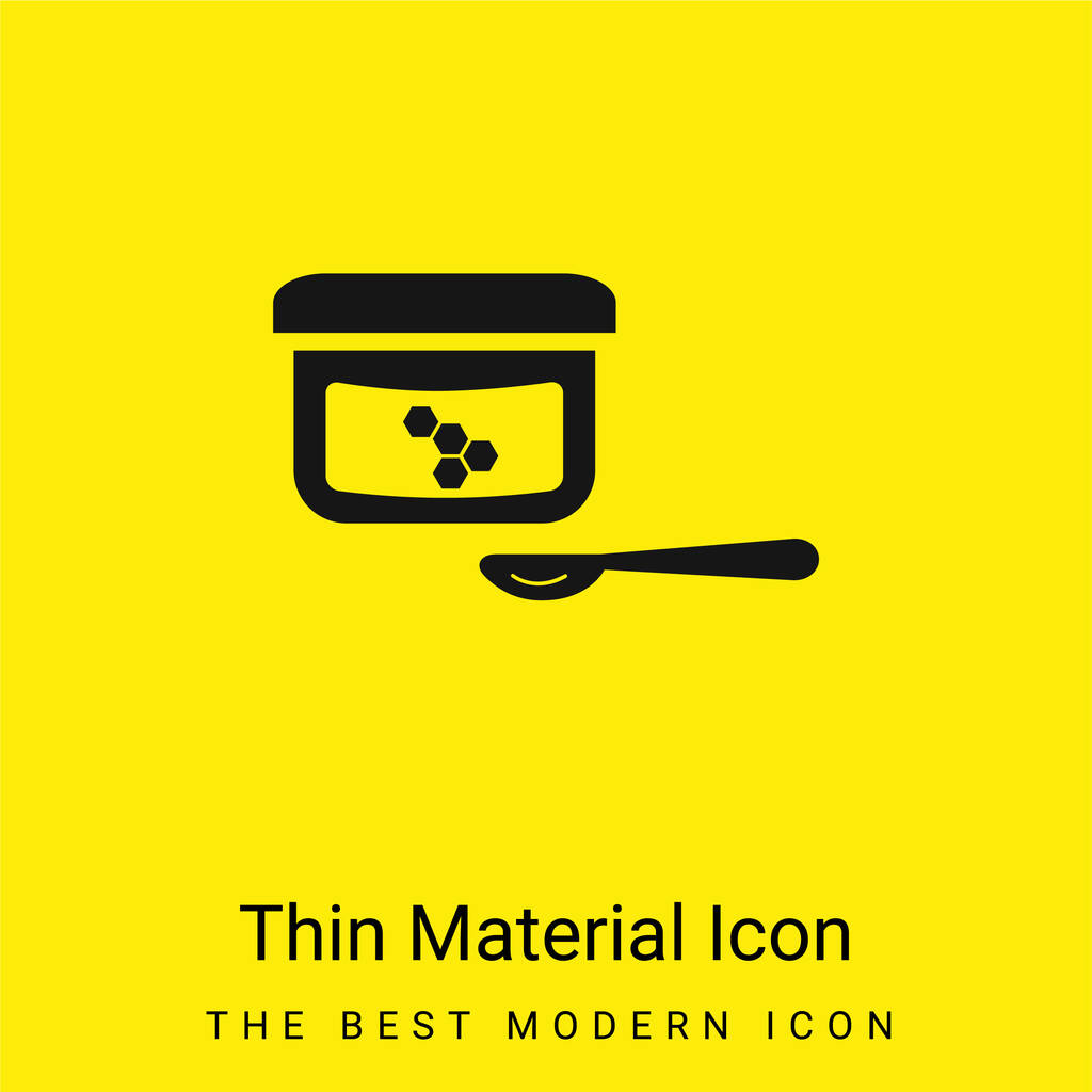 Baby Food Met Lepel minimaal helder geel materiaal icoon - Vector, afbeelding