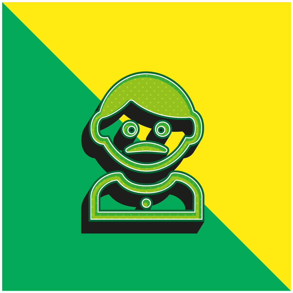Bıyıklı Yetişkin Adam Yeşil ve Sarı 3D vektör logosu - Vektör, Görsel