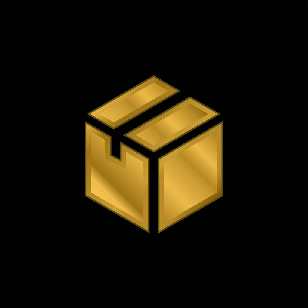 Κουτί επίχρυσο μεταλλικό εικονίδιο ή λογότυπο διάνυσμα - Διάνυσμα, εικόνα