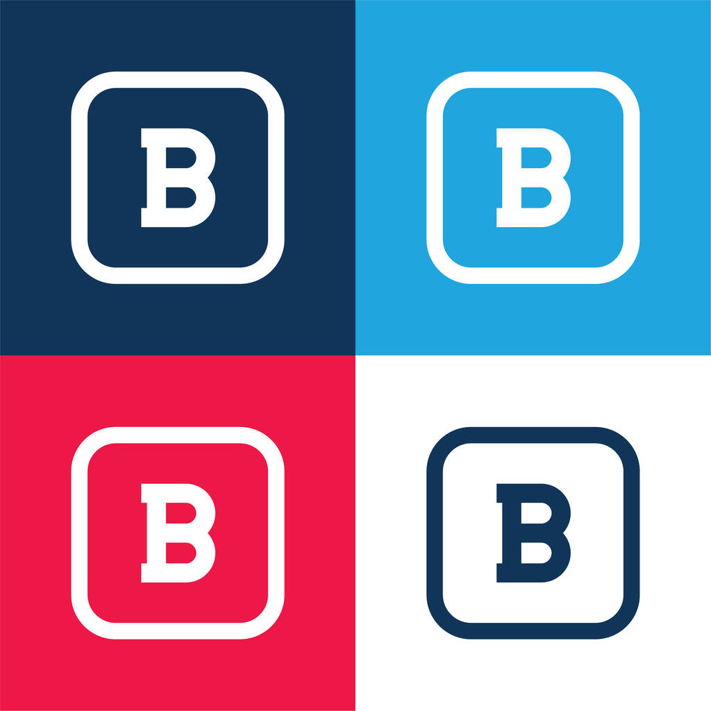 Botão negrito azul e vermelho conjunto de ícones mínimos de quatro cores - Vetor, Imagem