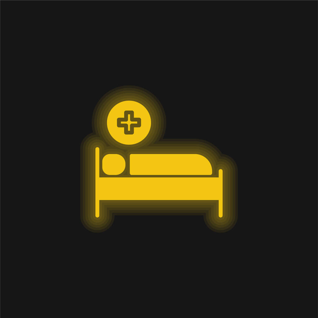 Yatak sarısı parlak neon simgesi - Vektör, Görsel