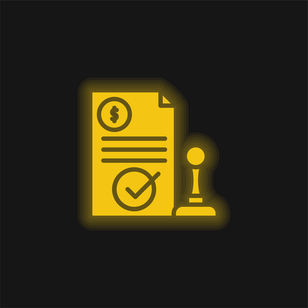 Approved yellow glowing neon icon - Vector, Image