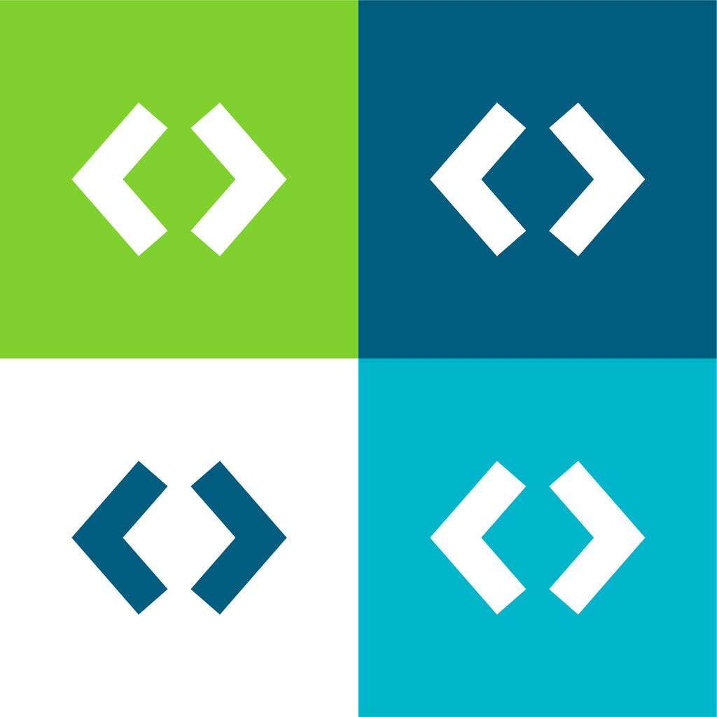 Braces Ensemble d'icônes minimal plat à quatre couleurs - Vecteur, image