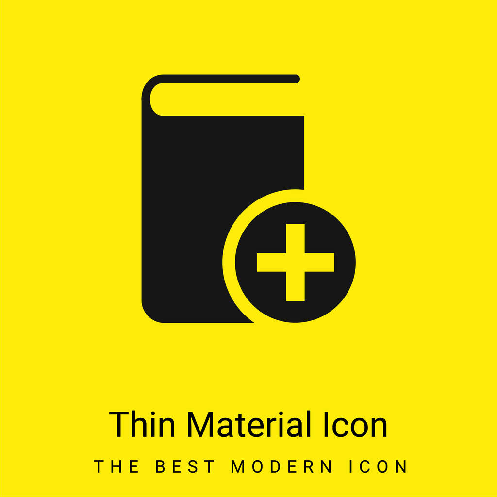 Livre avec bouton Ajouter minime icône matériau jaune vif - Vecteur, image