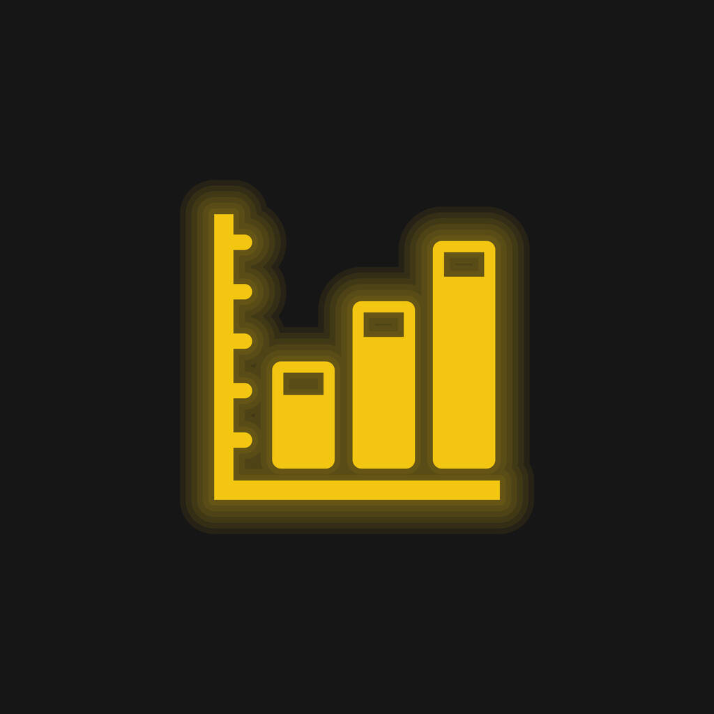 Ascending Business Stats Graphic yellow glowing neon icon - Vector, Image