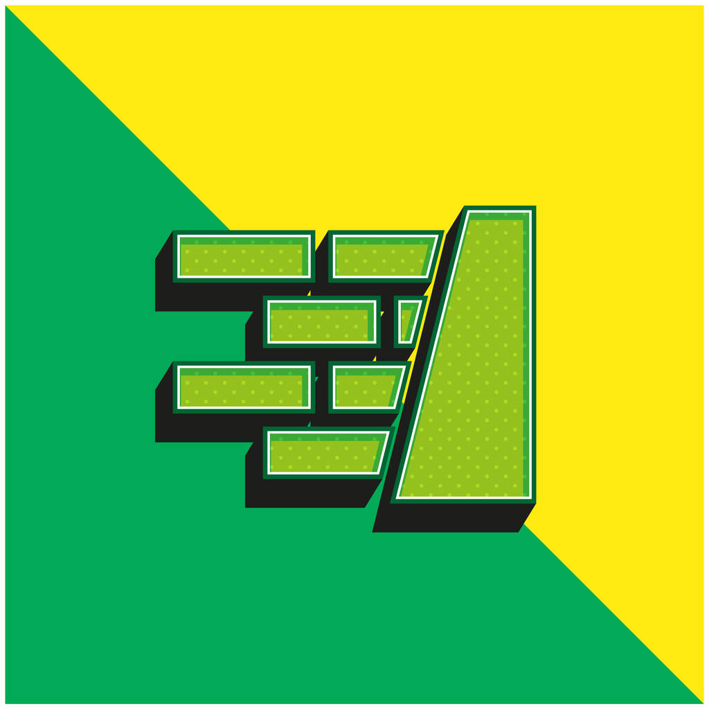 Mattone parete verde e giallo moderno 3d vettoriale icona logo - Vettoriali, immagini