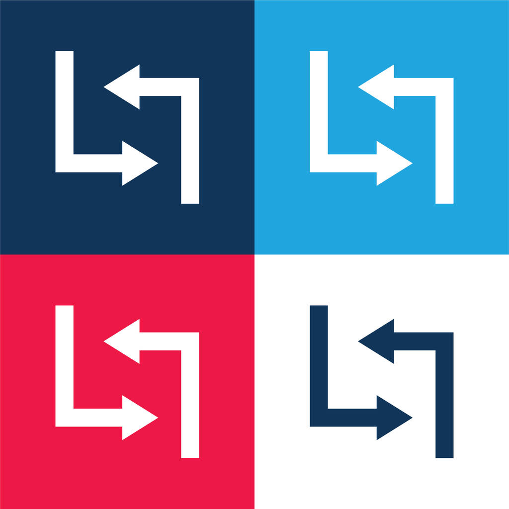 Flèches bleu et rouge quatre couleurs minimum jeu d'icônes - Vecteur, image