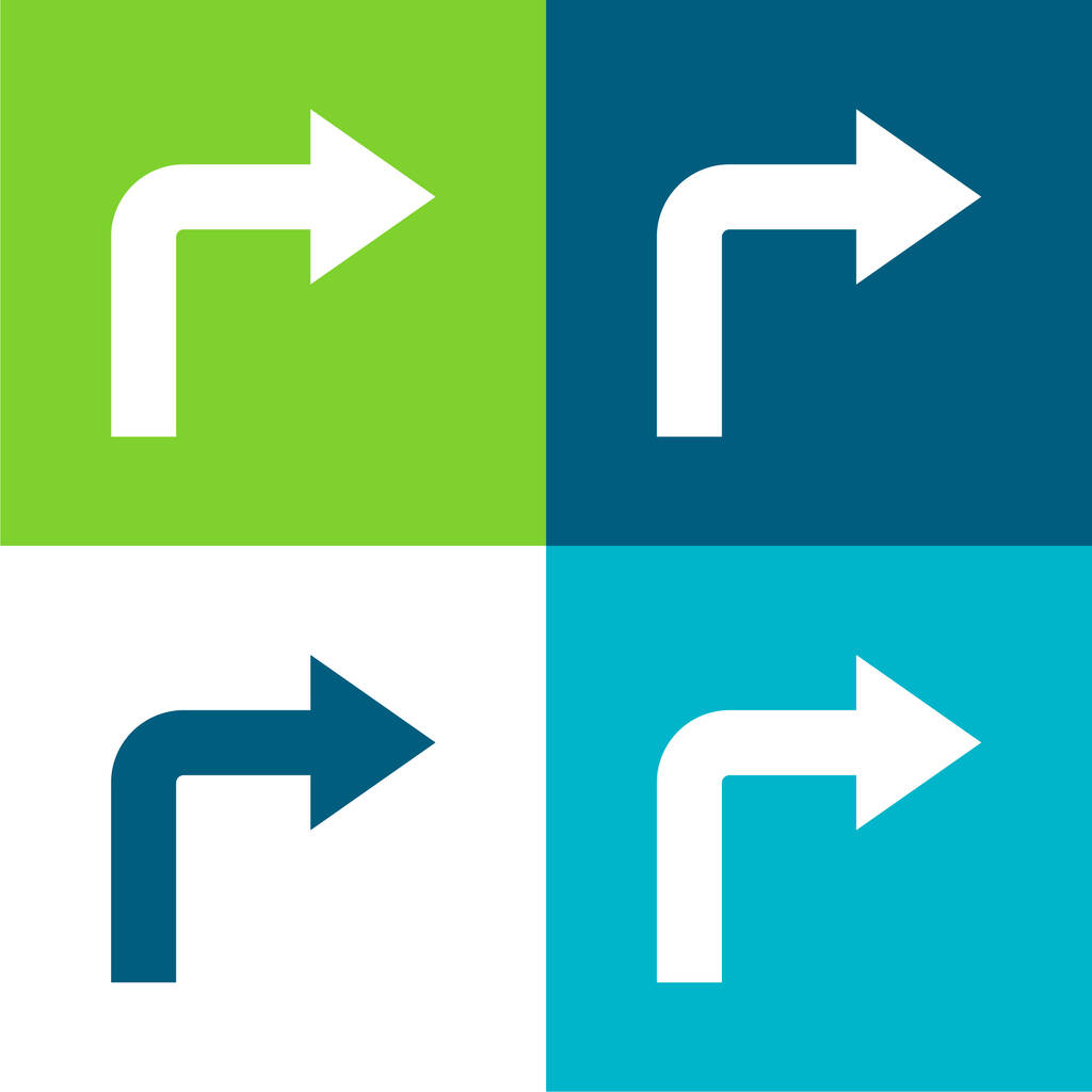 Šipka úhlu otáčení doprava byt čtyři barvy minimální ikona nastavena - Vektor, obrázek