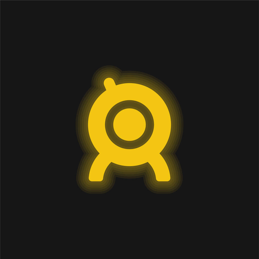 大きなウェブカメラの黄色輝くネオンアイコン - ベクター画像