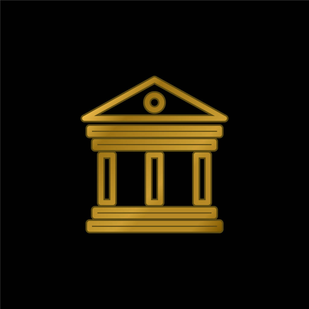 Bâtiment élégant antique avec colonnes plaqué or icône métallique ou logo vecteur - Vecteur, image