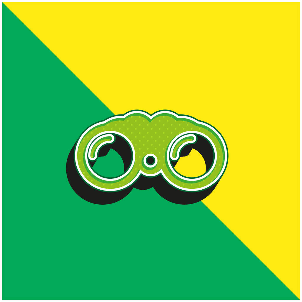 Big Binocoulars Zöld és sárga modern 3D vektor ikon logó - Vektor, kép