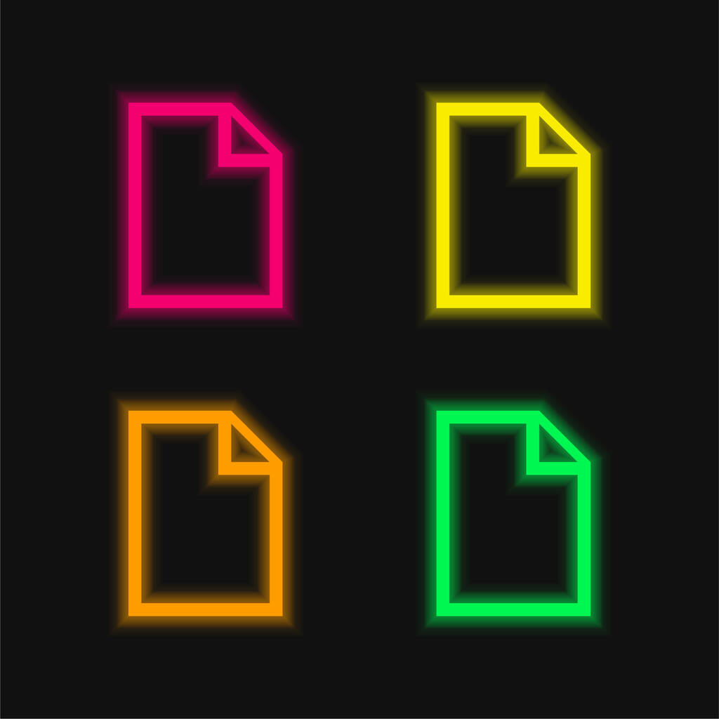 Archivo en blanco de cuatro colores brillante icono de vectores de neón - Vector, Imagen