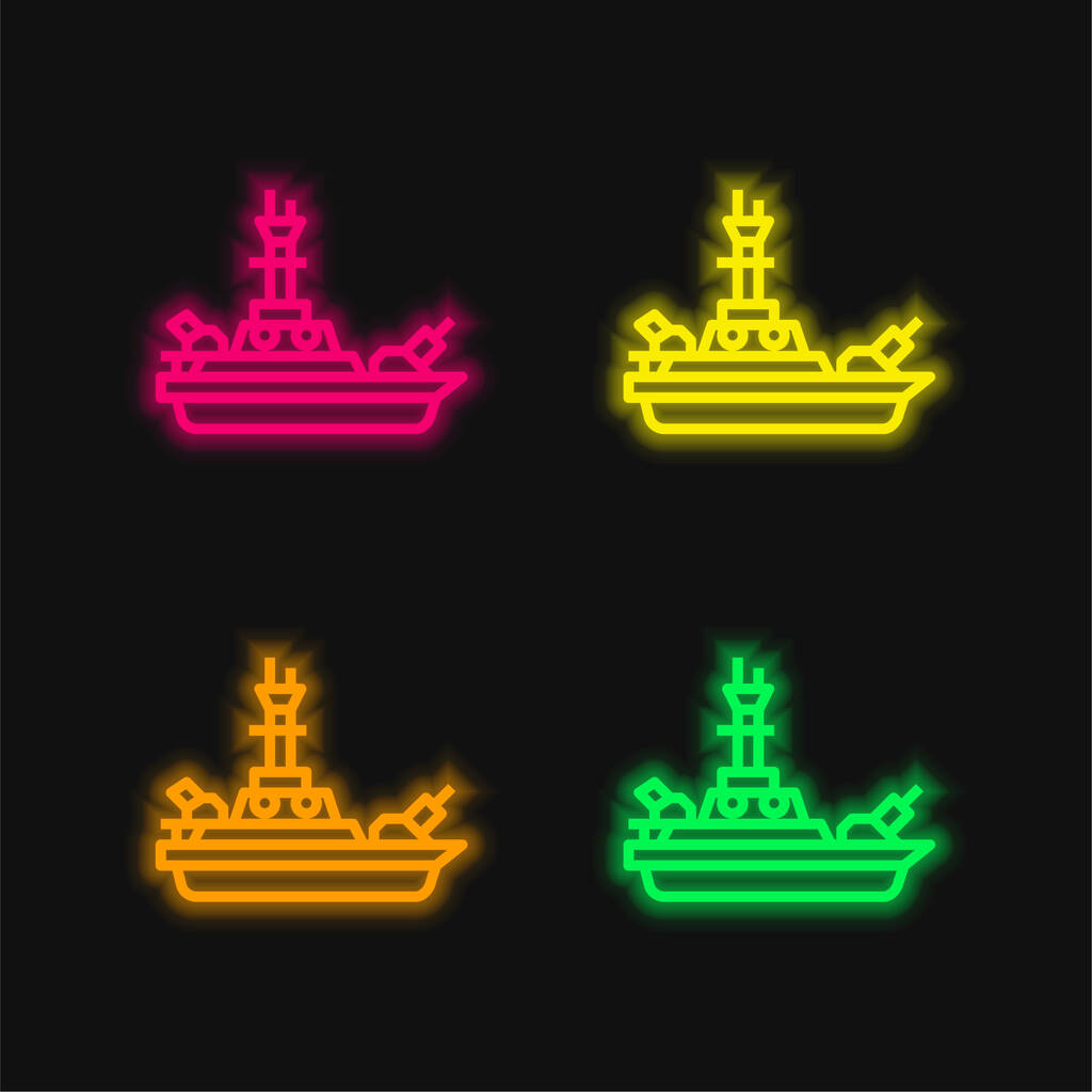 Pancernik cztery kolory świecące neon wektor ikona - Wektor, obraz