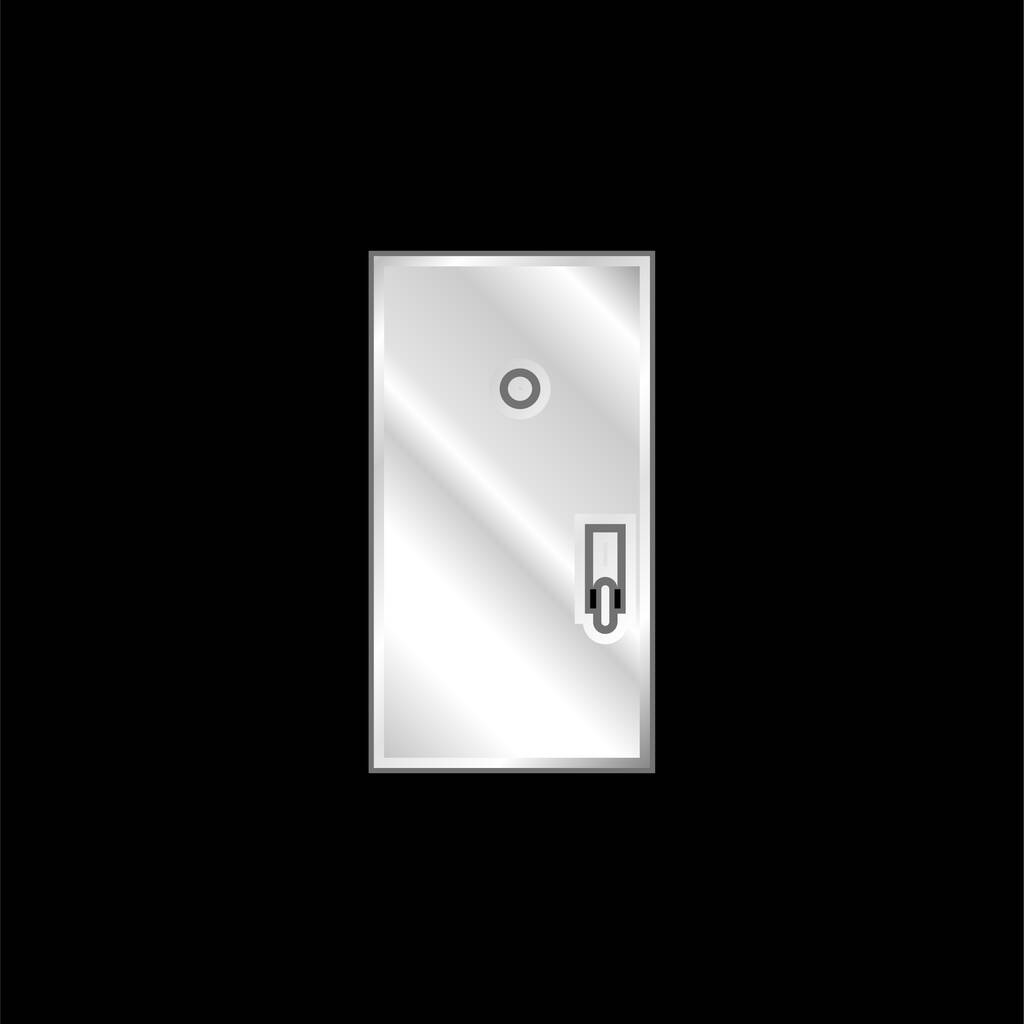 Puerta negra plateado icono metálico - Vector, Imagen