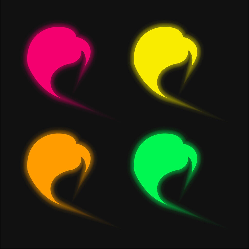 Negro Cabello cuatro colores brillante icono de vectores de neón - Vector, imagen