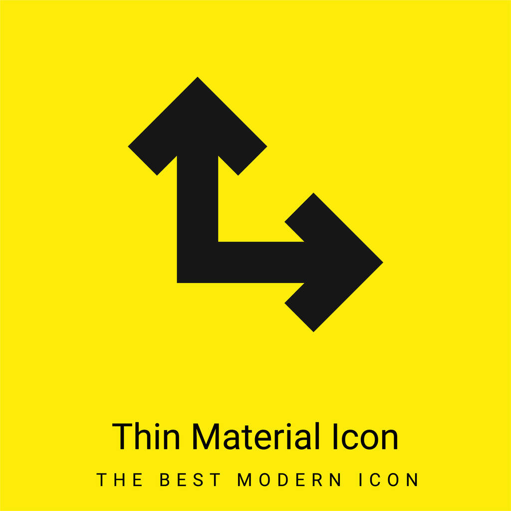 Pijlen In Rechts Hoek minimaal helder geel materiaal pictogram - Vector, afbeelding