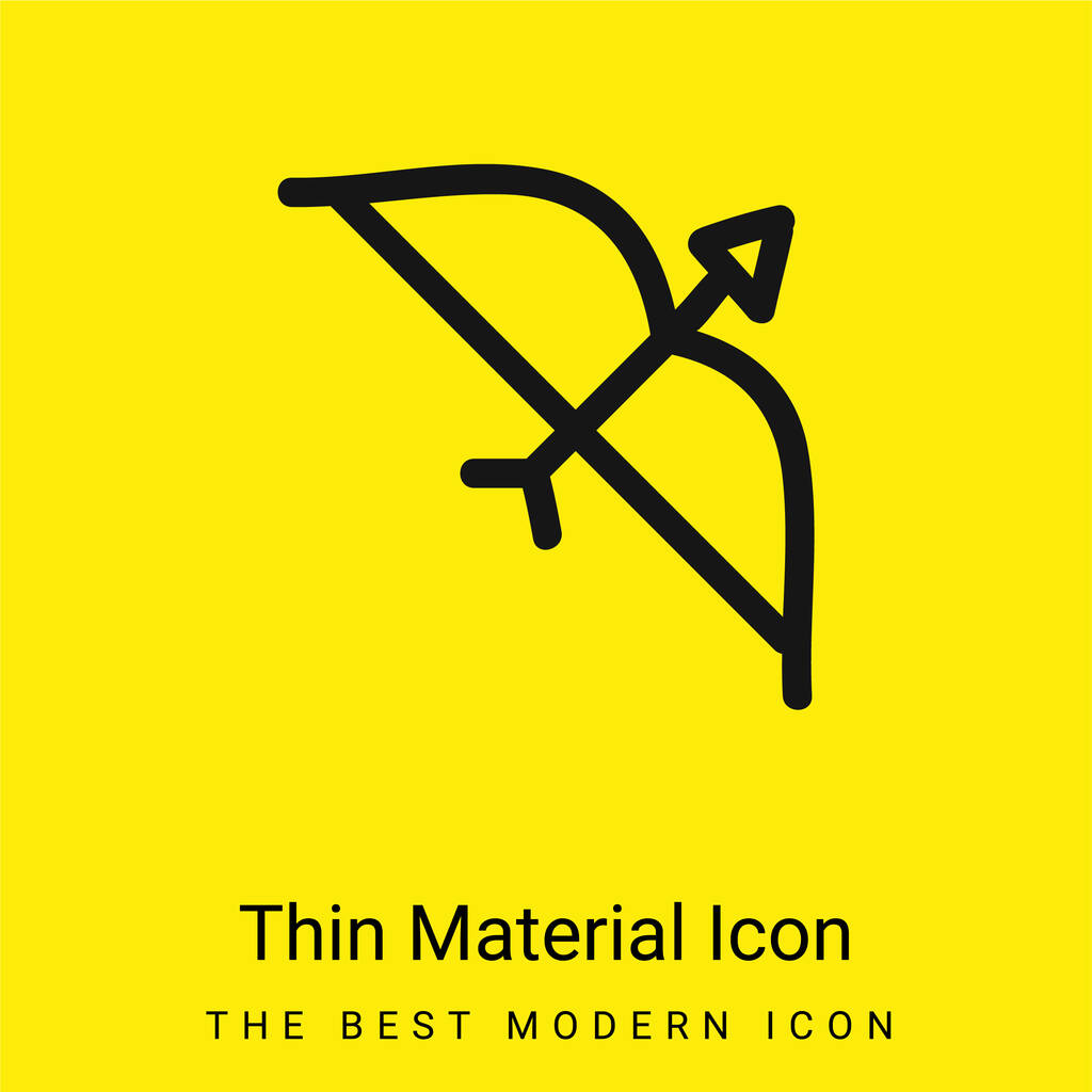 Arco con flecha herramienta dibujada a mano mínimo icono de material amarillo brillante - Vector, imagen