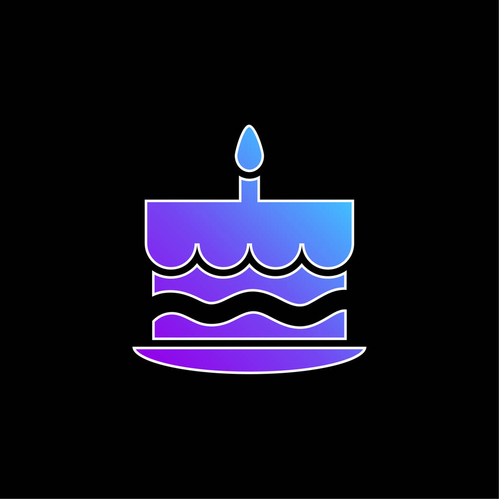 En üst mavi gradyan vektör simgesinde yanan bir mum ile doğum günü pastası - Vektör, Görsel