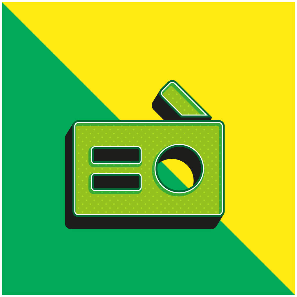 Antique Radio Green and yellow modern 3d vector icon logo - Vector, Image