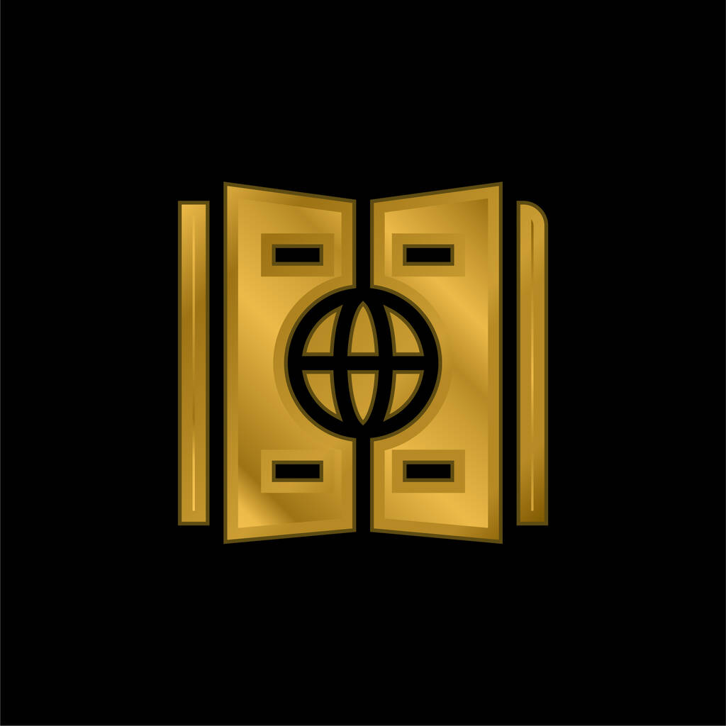Atlas chapado en oro icono metálico o logo vector - Vector, imagen