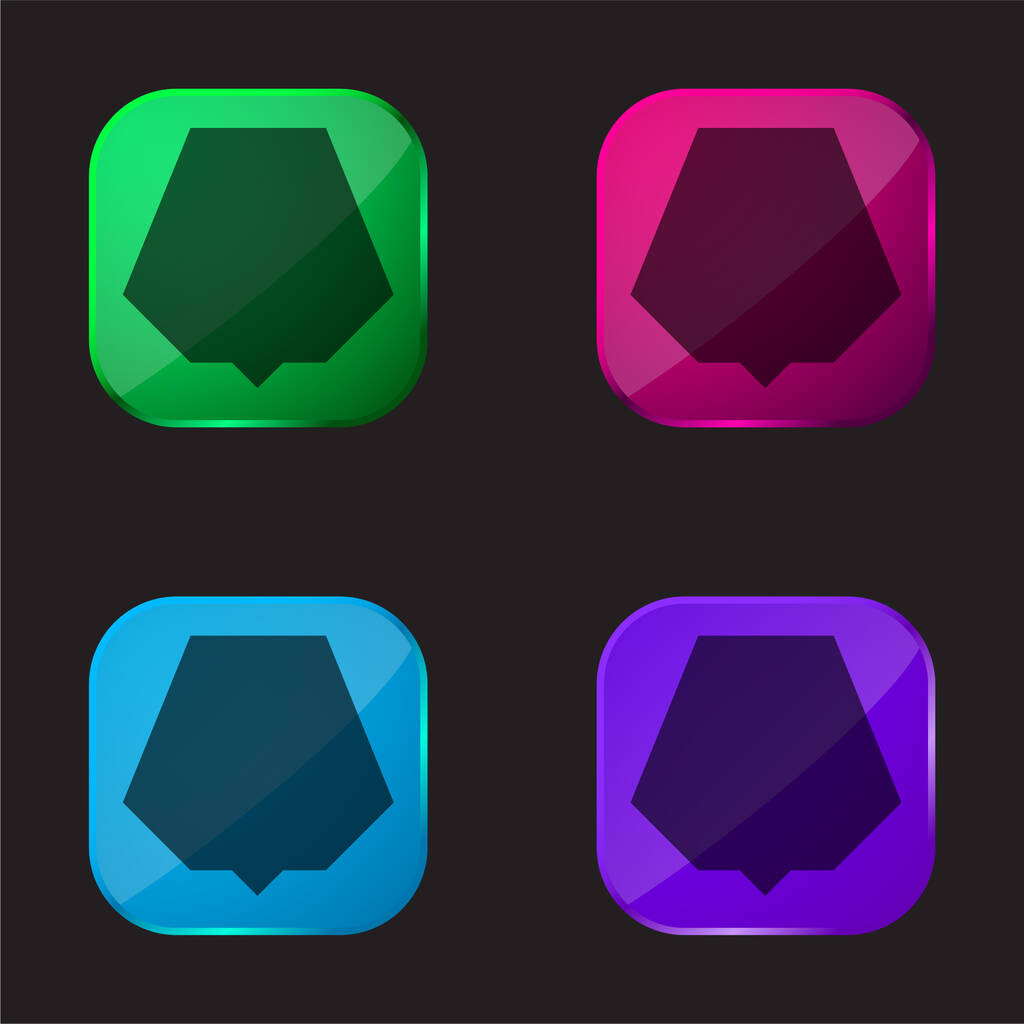 Negro Nonagon icono de botón de cristal de cuatro colores - Vector, Imagen