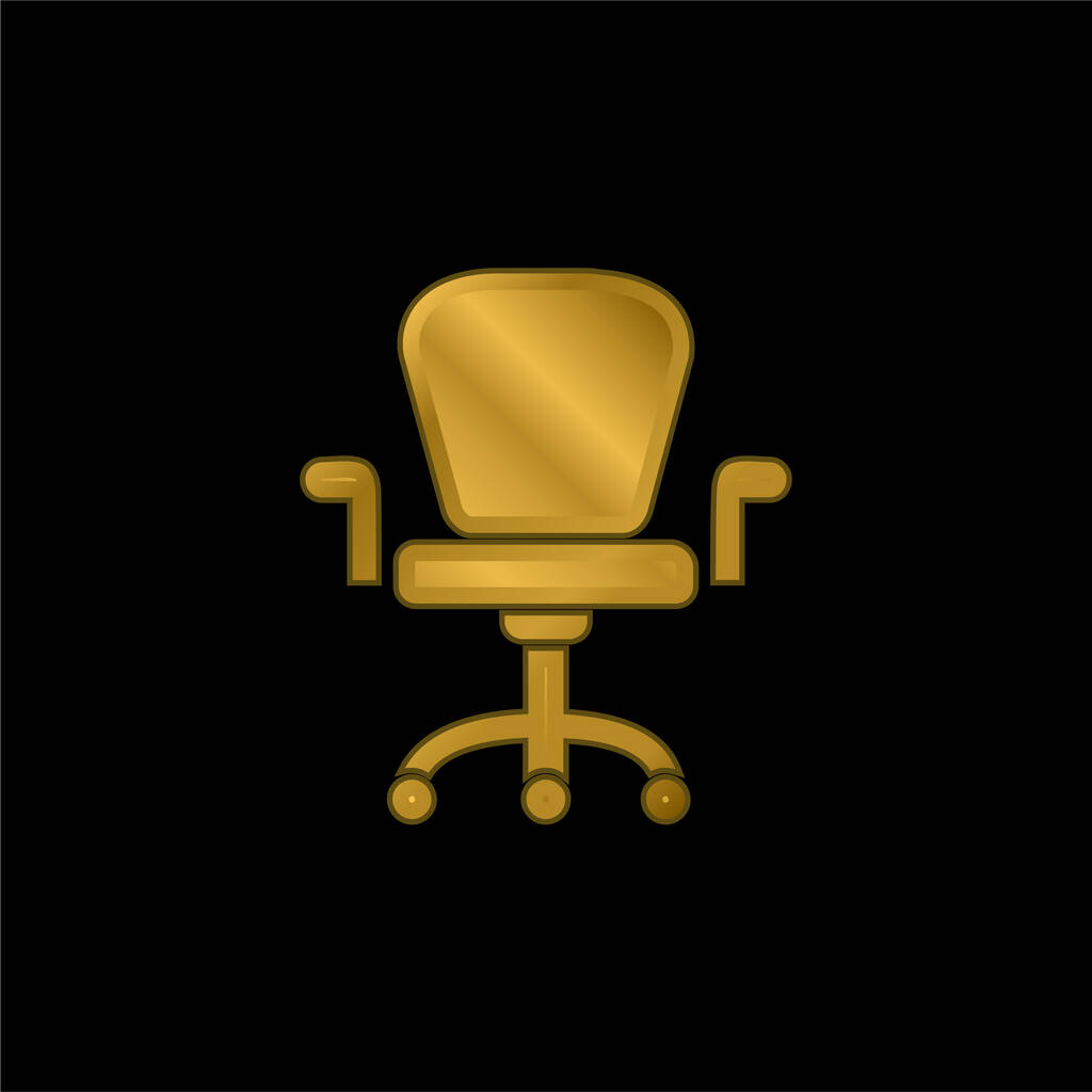 Karosszék kerekes stúdió bútor aranyozott fém ikon vagy logó vektor - Vektor, kép