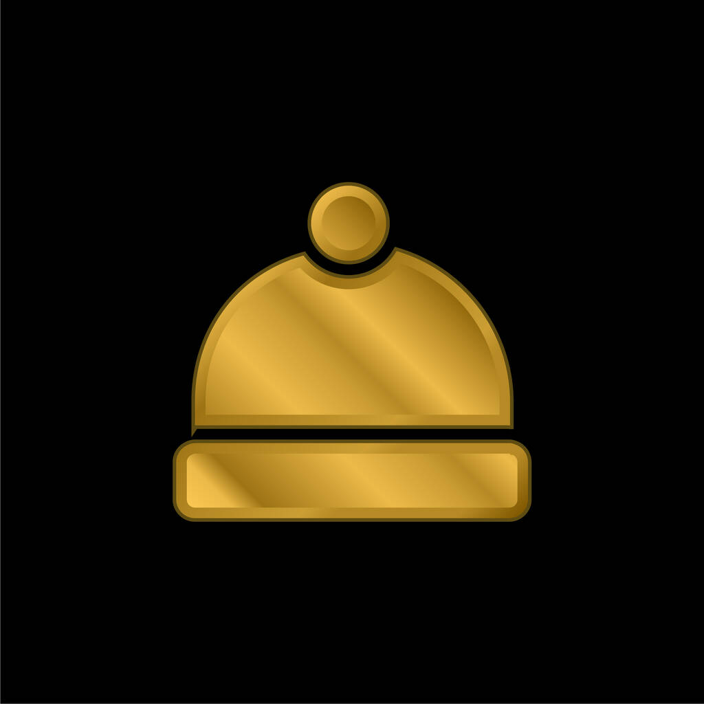 Gorro chapado en oro icono metálico o logo vector - Vector, Imagen