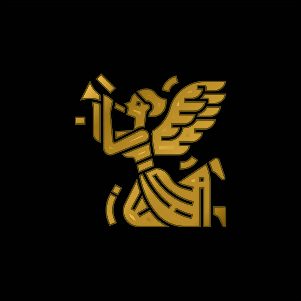 天使ゴールドメッキ金属アイコンやロゴベクトル - ベクター画像