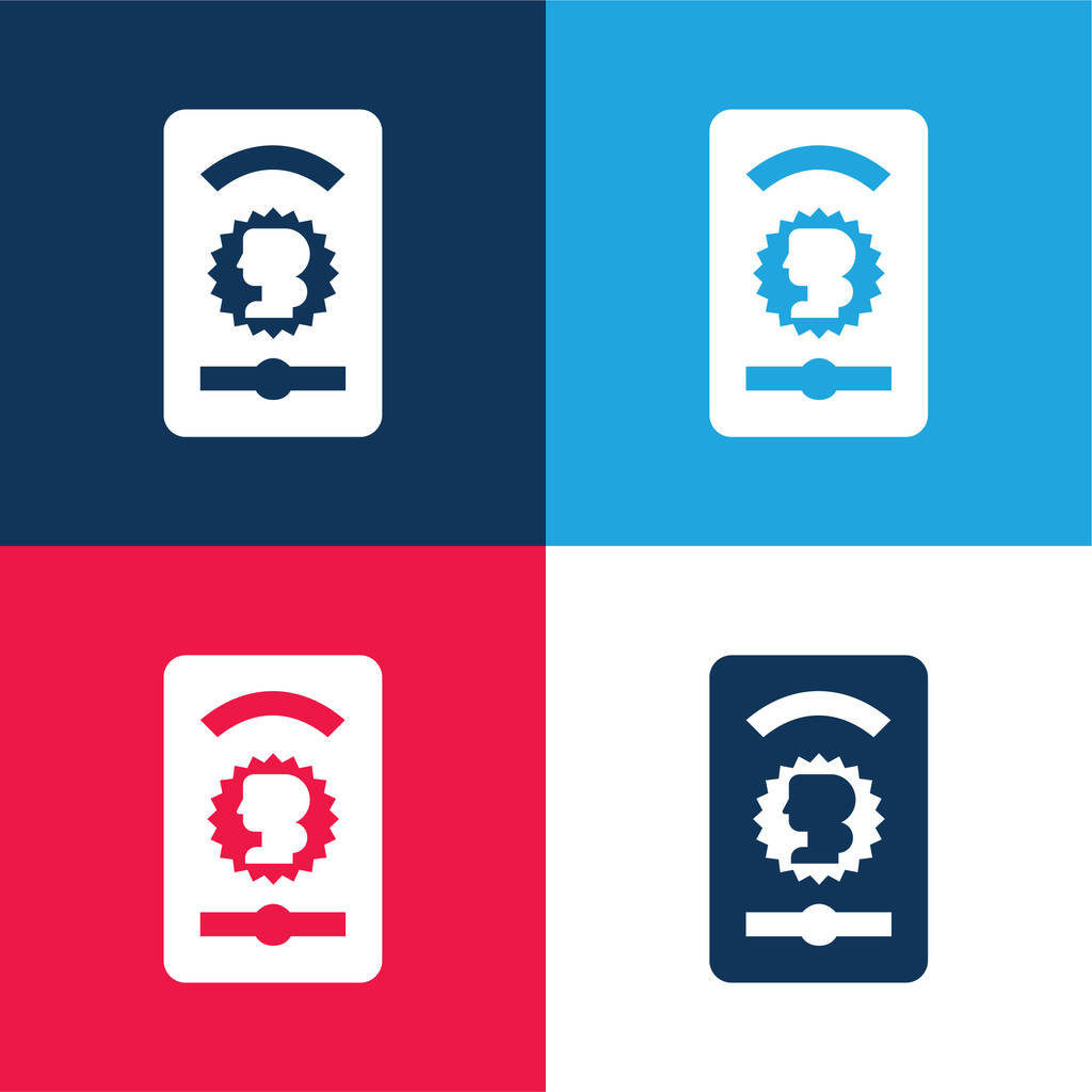 Ensemble d'icônes minimales quatre couleurs bleu et rouge Ace Of Golds - Vecteur, image