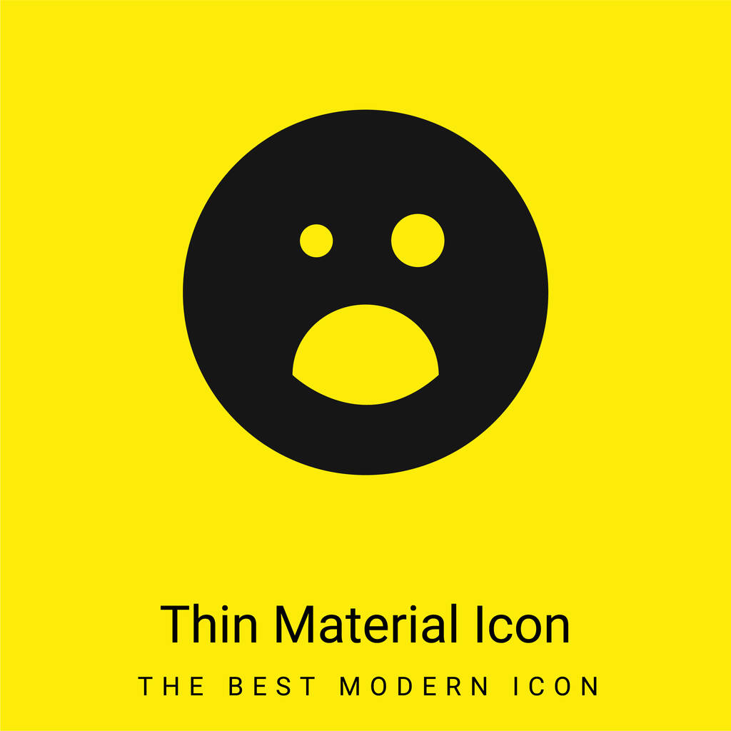 Olho preto e boca aberta Emoticon Square Face mínima amarelo brilhante ícone de material - Vetor, Imagem