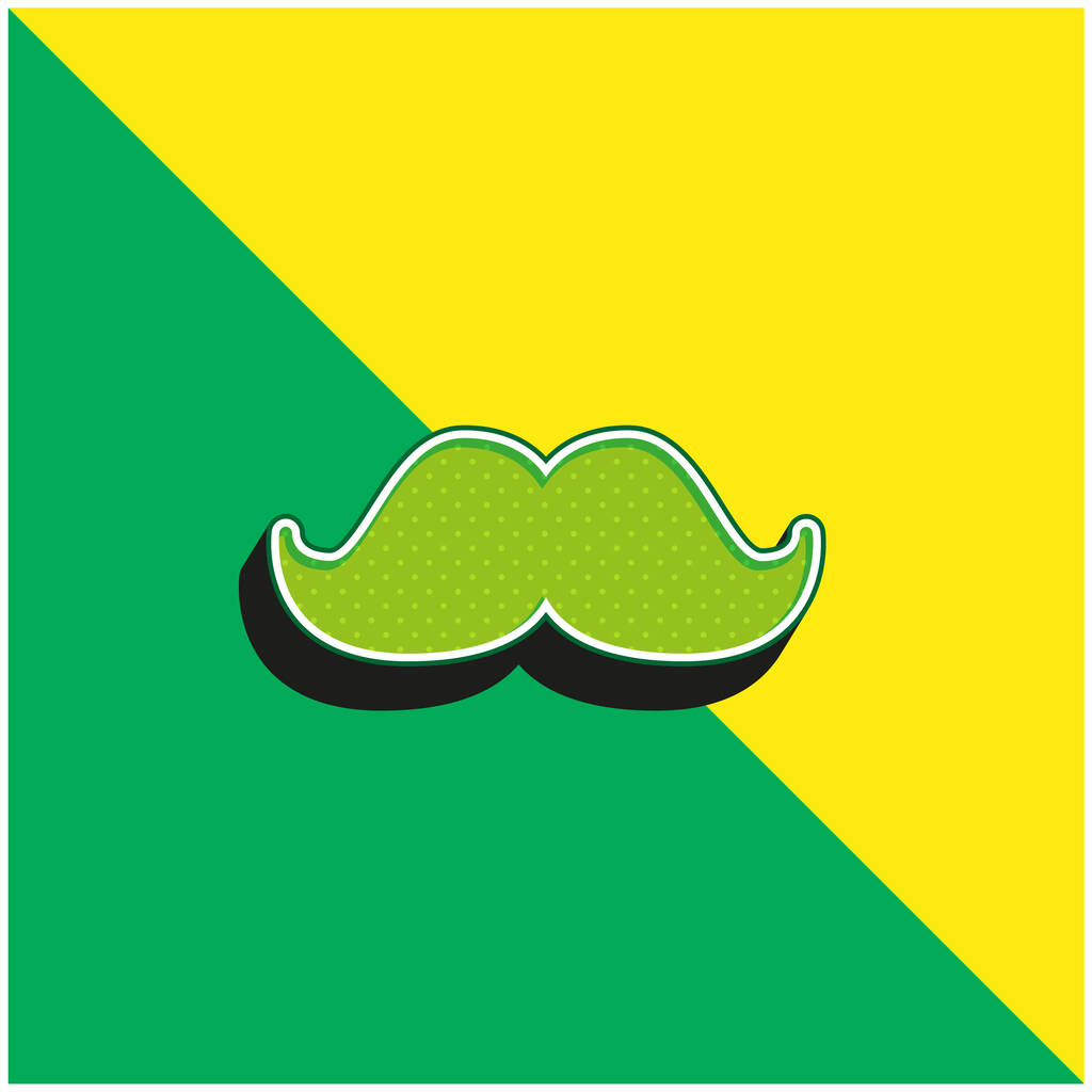 大きな口ひげグリーンと黄色の現代的な3dベクトルアイコンのロゴ - ベクター画像