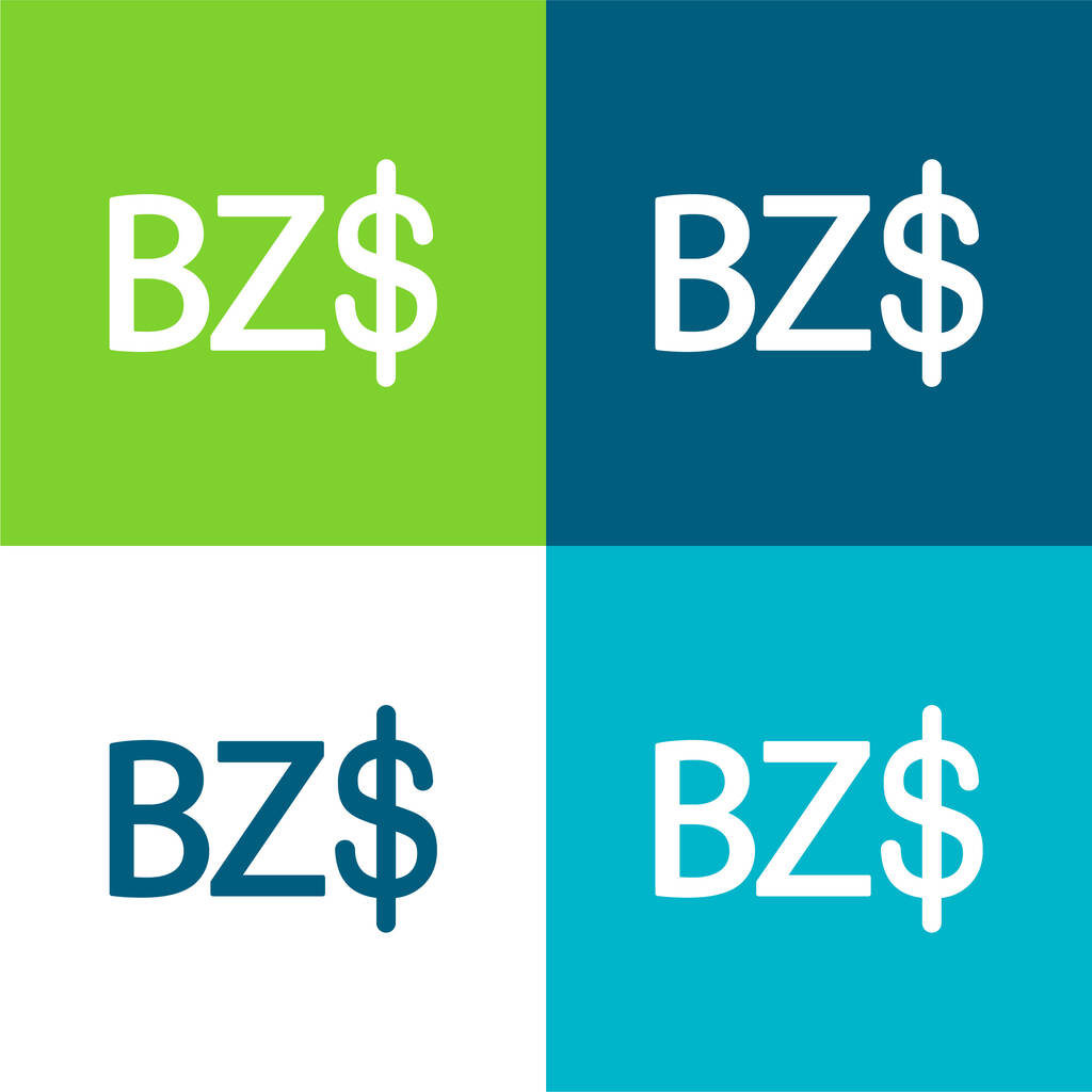 Belize Dollar Symbool Vlak vier kleuren minimale pictogram set - Vector, afbeelding