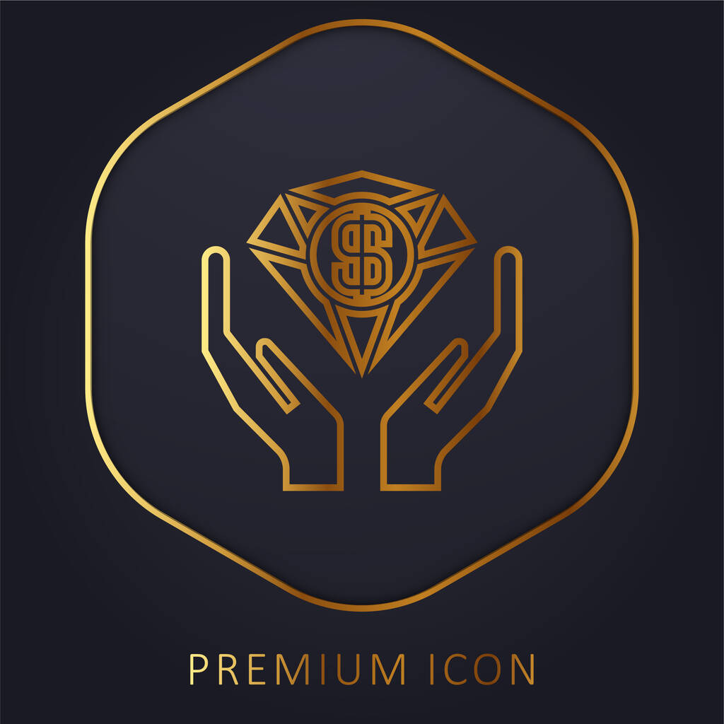 Benefícios linha dourada logotipo premium ou ícone - Vetor, Imagem