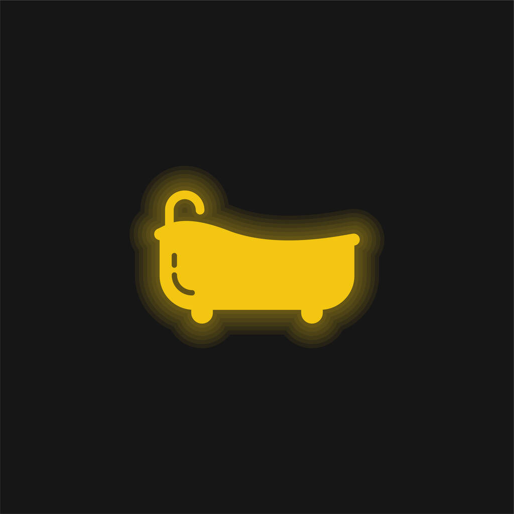 Baignoire jaune brillant icône néon - Vecteur, image