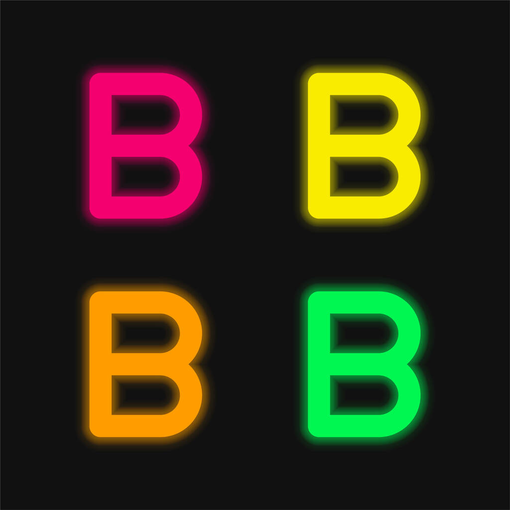 Béta négy színű izzó neon vektor ikon - Vektor, kép