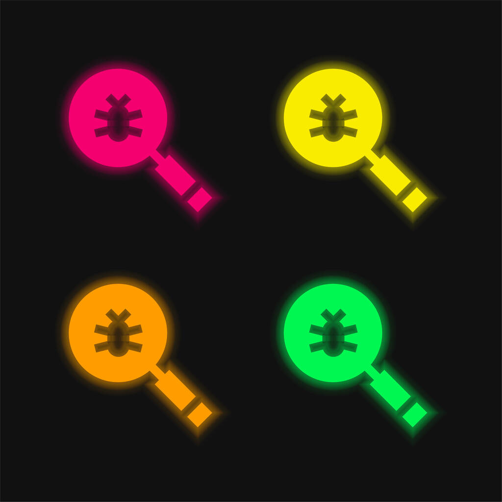 Antivirus čtyři barvy zářící neonový vektor ikona - Vektor, obrázek