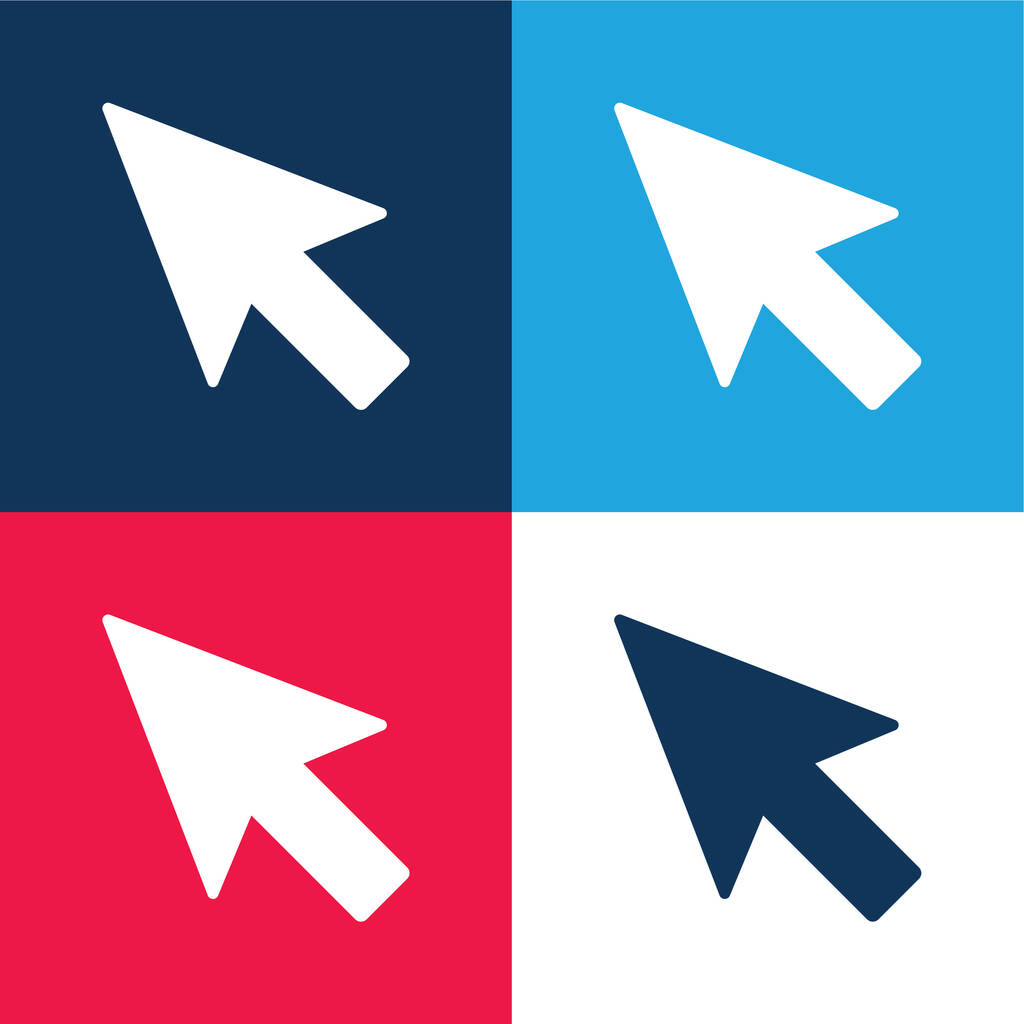 Arrow Pointer mavi ve kırmızı dört renk minimal simgesi seti - Vektör, Görsel
