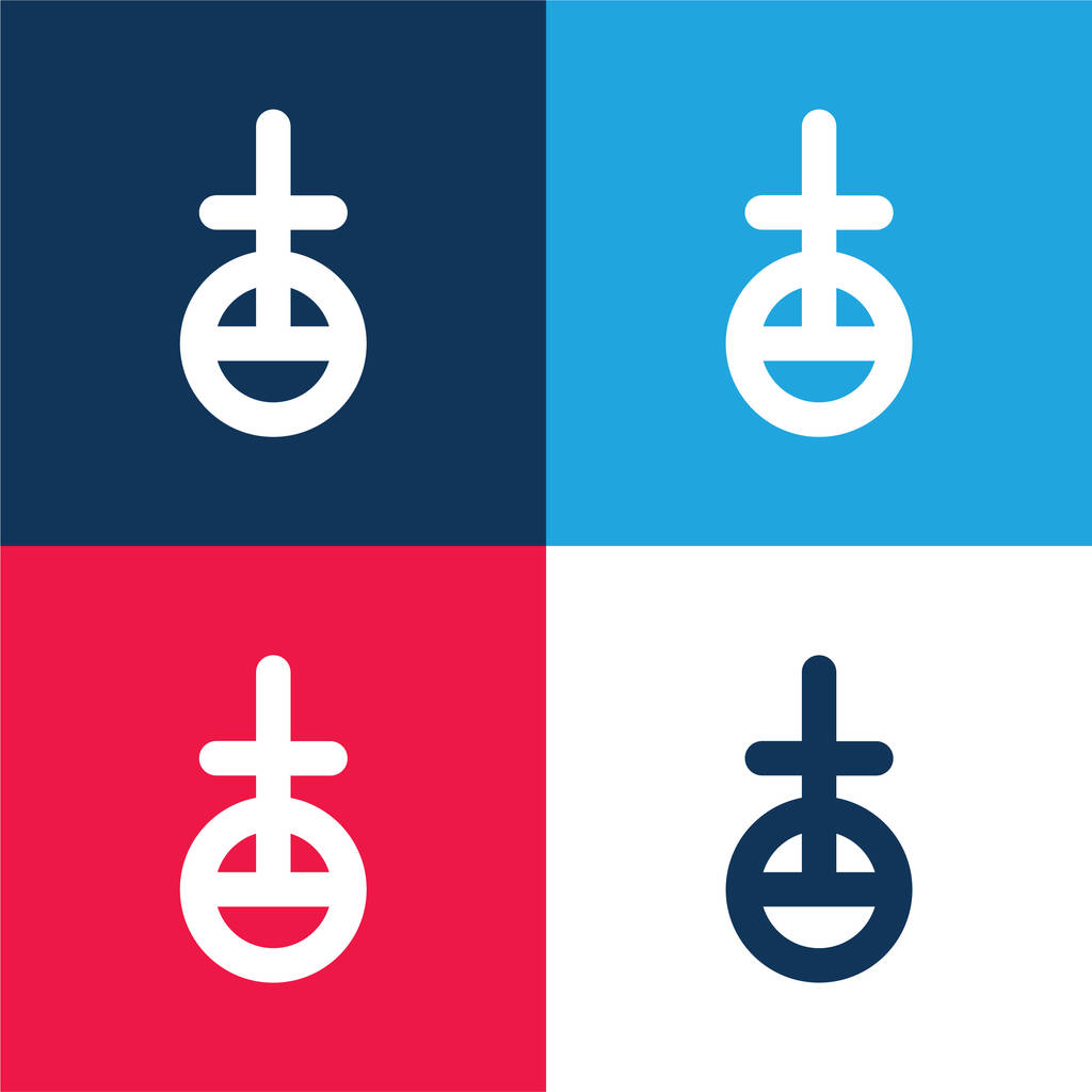 Astrologische Zeichen blau und rot vier Farben Minimalsymbolsatz - Vektor, Bild