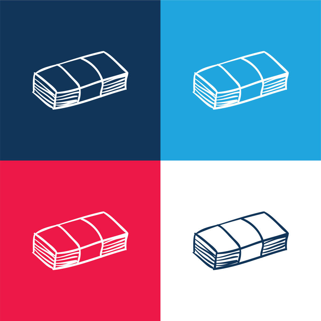 Účty modré a červené čtyři barvy minimální ikona nastavena - Vektor, obrázek