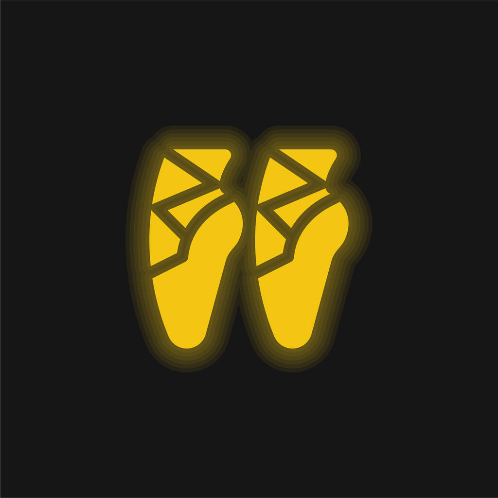 Ballet Shoes yellow glowing neon icon - Vector, Image