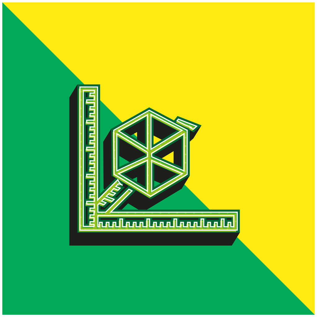 3d Printer With Rulers Green and yellow modern 3d vector icon logo - Vector, Image