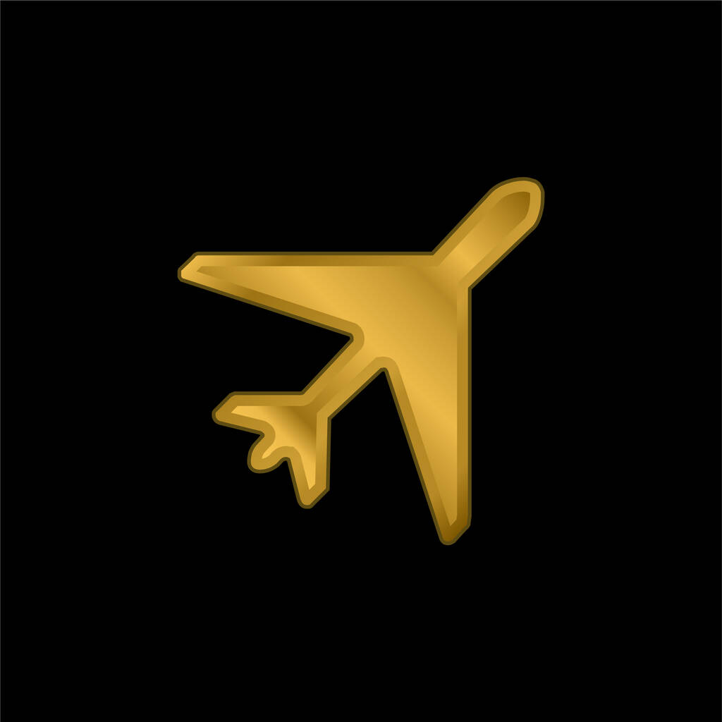Avion plaqué or icône métallique ou logo vecteur - Vecteur, image