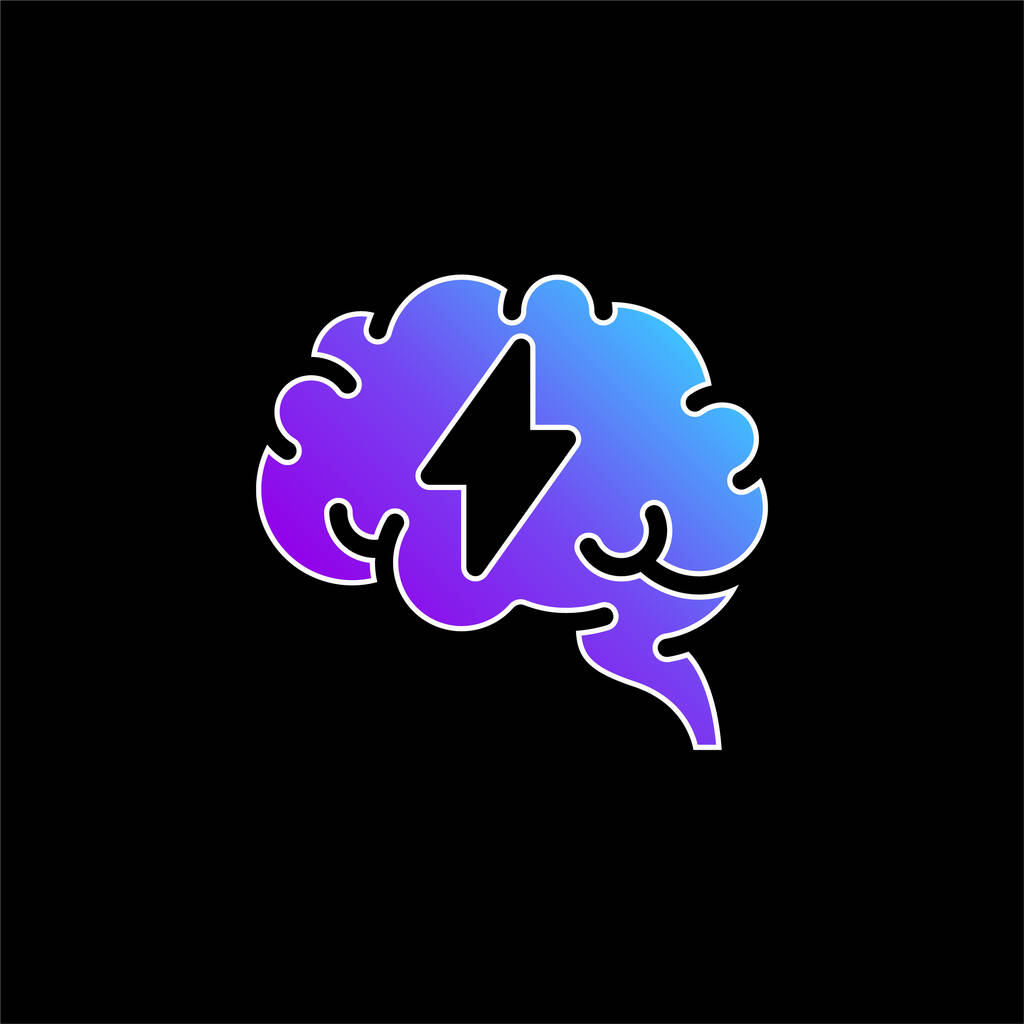 Cerebro azul gradiente vector icono - Vector, imagen